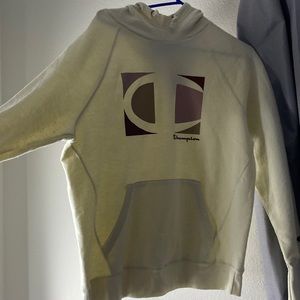 Champion Womens Size Large Off-white Pullover Hoodie Logo Hoodie Sweatshirt Top